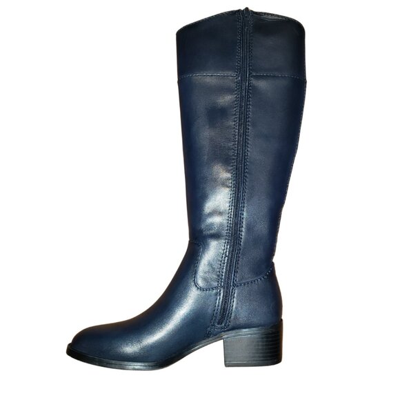 Alfani NEW Bexleyy Dark Navy Cushioned Leather Riding‎ Boots 5.5 - Picture 2 of 4